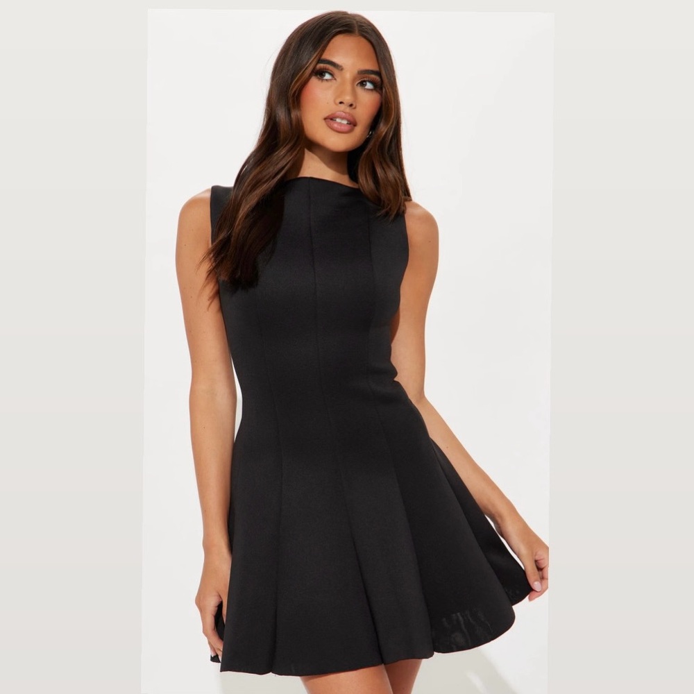 Black Pleated Mini Dress NWT